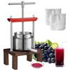 VEVOR Torchio per Vini di Frutta 2 Litri Torchietto Manuale Pressa per Succo di Frutta con Impugnatura Cestello in Acciaio Inossidabile, Estrattore per Olio d'Oliva Uva Mela Sidro Verdure Miele Succo