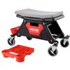 VEVOR Sgabello Mobile per Riparazione da Officina 64×33,5×39 cm Carico Max. 136 kg, Sgabello per Meccanico su Rotelle Bloccabile 450 × 250 mm con Vassoi Portautensili per Manutenzione Auto da Garage