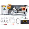 VEVOR Tornio da Banco per Metallo Motore 500W in Ghisa HT200 Velocità tra 0-2200 giri/min Variazione Costante, Tornio Elettrico per Metalli 755 x 320 x 300 cm Cono Mandrino MT3 Diametro Mandrino 100mm