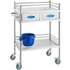 VEVOR Carrello di servizio da laboratorio in acciaio inox a 2 strati, Carrello medico, Carrello di servizio dentale con ruote bloccabili e secchio, per laboratorio, ospedale, uso dentale