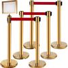 VEVOR Barriere Divisori di linea a 4 set, Candelieri in acciaio inossidabile con cinture retrattili rosse, Candelieri con un telaio per segnaletica, Candelieri di sicurezza coda (Oro)