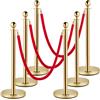 VEVOR Corde e Pali in Velluto, Corda Rossa da 1,5 m/5 Piedi, Stanchion in Acciaio Inox Barriera Rossa per Il Controllo della Folla Utilizzata per Teatri, Feste, Matrimoni
