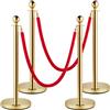 VEVOR Corde e Pali in Velluto, Corda Rossa da 1,5 m/5 Piedi, Acciaio Inox Dorato Barriera per Controllo della Folla Utilizzata per Teatri, Feste, Matrimoni, Mostre, Biglietterie, Set da 4 pezzi