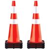VEVOR Coni per la Sicurezza del Traffico 6 Coni per Parcheggio in PVC da 91,4 cm con 2 Collari Riflettenti 35,6 x 35,6 cm Base in Gomma Nera per Strade di Avvertimento più Elevate Cantieri