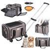 VEVOR Trasportino per Cani e Gatti Approvato dalla Compagnia Aerea, Carico Massimo 11,3 kg Borsa per Animali Domestici con Maniglia Telescopica con Ruote, Tessuto Oxford 600D, Cerniera Autobloccante