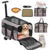 VEVOR Trasportino per Cani e Gatti con Maniglia Telescopica e Ruote, Carico Massimo 9,9 kg Borsa Porta Animali Domestici Approvato dalla Compagnia Aerea, Tessuto Oxford 600D Cerniera Autobloccante