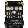 VEVOR Kit per test di pressione idraulica, 10/100/250/400/600 bar, 5 manometri 13 giunti 14 connettori, set di manometri per prova idraulica per escavatori con custodia