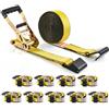 VEVOR Kit Cinghie a Cricchetto Ancoraggio, Resistenza Rottura max. 4536 kg, Cinghie di Tensione0,05x9 m con Cricchetto e Gancio per Motociclette, Biciclette, Traslochi 10 Pezzi Rimorchio Portapacchi