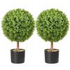 VEVOR Pianta Artificiale in Bosso 2 Alberi 559 mm Piante Finte Topiaria Decorativa con 10 Foglie di Ricambio 4 Farfalle Decorative, per Decorazione Interno Esterno Giardino Terrazzo Balcone Ingresso