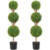 VEVOR Pianta Artificiale in Bosso 2 Alberi 122cm Topiaria Decorativa Piante Finte con 10 Foglie di Ricambio 2 Luci LED Senza Batteria per Decorazione Interno Esterno Giardino Terrazzo Balcone Ingresso