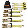 VEVOR Kit Cinghie a Cricchetto Ancoraggio, Resistenza Rottura max. 2268 kg, Cinghie di Tensione0,05x4,6 m con Cricchetto e Gancio per Motociclette, Biciclette, Traslochi 4 Pezzi Rimorchio Portapacchi