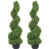 VEVOR Pianta Artificiale in Bosso a Spirale 2 Alberi Totale 91 cm Topiaria Decorativa Piante Finte in PE con 10 Foglie di Ricambio, per Decorazione Interno Esterno Giardino Terrazzo Balcone Ingresso