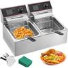 VEVOR Friggitrice Elettrica con Doppio Serbatoio in Acciaio Inossidabile 560 x 430 x 310 mm Friggitrice ad Olio 5000 W Friggitrice Elettrica con Coperchi Rimovibili 50 ~ 200°C Friggitrice per Friggere