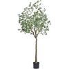 VEVOR Albero Artificiale, 181 cm Alta Albero Eucalipto Pianta Finta Realistica con Vaso Φ170x145 mm, Materiale PE Sicuro e Protezione Antiribaltamento Decorazione per Casa Ufficio Interni ed Esterni
