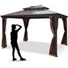 VEVOR Gazebo da Patio Gazebo da 10x10ft Hardaze Gazebo con Zanzariere Gazebo da Esterno Tenda da Giardino Tenda da Giardino Venti di Ricambio Tettoia a Doppio Livello Gazebo a Baldacchino