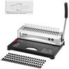 VEVOR Rilegatrice, Rilegatrice a pettine a 21 fori, 450 fogli, Rilegatrice con dorsi di rilegatura a pettine da 100, 9,5 mm, per formato Lettera, A4, A5