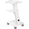 VEVOR Carrello da laboratorio, carrello per servizi medici con presa integrata, 3 strati, con ruote girevoli, portata 100 kg, per laboratorio, clinica, salone di bellezza, salone