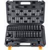 VEVOR Set di Bussole a Percussione da 1/2", Set da 33 Pezzi SAE 3/8"-1" Metrico 10-24 mm, Acciaio Legato Cr-V a 6 Punti per Riparazioni Auto, Marcature delle Dimensioni di Facile Lettura con Valigetta