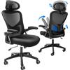VEVOR Sedia da Ufficio Ergonomica con Supporto Lombare Poggiatesta Braccioli Regolabili, Sedia con Rotelle Carico Max. 130kg da Ufficio Reclinabile Girevole Sedile Scorrevole da Scrivania Home Office