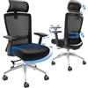 VEVOR Sedia da Ufficio Ergonomica con Supporto Lombare Poggiatesta Braccioli Regolabili, Sedia con Rotelle da Ufficio Reclinabile Girevole Sedile Scorrevole per Ufficio Home Office Studio Colore Nero