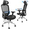VEVOR Sedia da Ufficio Ergonomica con Supporto Lombare Poggiatesta Braccioli Regolabili, Sedia con Rotelle Carico Max. 130kg da Ufficio Reclinabile Girevole Sedile Scorrevole per Ufficio Home Office