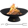 VEVOR Ciotola del Braciere Rotonda in Ghisa del Fuoco per Giardino Campeggio Cortile Spiaggia Diametro 76cm, Ciotola 76cm del Braciere con Base da Esterno in Ghisa Profondità 14cm per BBQ Campeggio