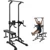 VEVOR Sedia Romana con Panca, Barra per Trazioni Piedi Regolabile 10 Livelli 200 kg, Attrezzatura Multifunzione per Allenamento Forza con Gomitiere per Schienale, Stazione per Dip Fitness
