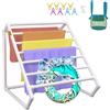 VEVOR Porta asciugamani piscina, 8 barre, bianco, organizer da esterno triangolare in PVC a bordo piscina, include 8 clip per asciugamani, borsa in rete, gancio
