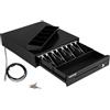 VEVOR Cassetto per Registratore di Cassa, Cassetto Portasoldi Apertura Automatico con 3 Metodi di Sblocco, Cassetta Portavalori con 4 Scomparti per Banconote e 5 per Monete, 33,6 x 36,8 x 8 cm (Nero)
