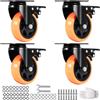 VEVOR Ruote Girevoli Set di 4 Rotelle per Mobili Industriali Ruote Silenziose in PVC Diametro da 101,6mm con Freno di Bloccaggio A/B Capacità Carico 159kg per Rotella per Carrelli da Banco da Lavoro