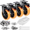 VEVOR Ruote Girevoli Set di 4 Rotelle per Mobili Industriali Ruote Silenziose in PVC Diametro da 152,4mm con Freno di Bloccaggio A/B Capacità Carico 318kg per Rotella per Carrelli da Banco da Lavoro