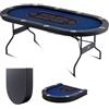 VEVOR Tavolo da Poker per Gioco Gambe per Tavolo Pieghevoli 2140 x 1070 x 760 mm, Tavolo da Poker Pieghevole, Piano da Poker Nero e Blu Pieghevole 8 Giocatori ca., Tavolo Poker Copertura Antipolvere