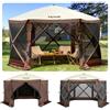 VEVOR Tenda Gazebo, 10 x 10 piedi, Tenda da campeggio pop-up a 6 lati con finestre in rete, Borsa per il trasporto portatile, Picchetti da terra, Tende ombreggianti di grandi dimensioni per campeggio
