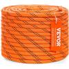 VEVOR Corda in Poliestere Doppia Intrecciata, 48 Trefoli, 17,79 kN Resistenza alla Rottura, Arrampicata Arborist Escursionismo, Roccia Campeggio Altalena Discesa 9,5 mm x 36,57 m, Arancione e Nero