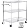 VEVOR Carrello multiuso a 3 livelli Carrello su ruote 76,2 x 45,8 x 82,3 cm 300 kg 6 ganci