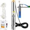 VEVOR Pompa d'Acqua Sommergibile 370W Flusso 110L/min per Piscina Giardino Orto in Acciaio Inox, Pompa Sommersa per Pozzi Profondi 230V Prevalenza Max. 44m, Pompa Pozzo con Scatola Controllo Esterna