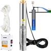 VEVOR Pompa d'Acqua Sommergibile 1100W Flusso 190L/min per Piscina Giardino Orto in Acciaio Inox, Pompa Sommersa per Pozzi Profondi 230V Prevalenza Max. 57m, Pompa Pozzo con Scatola Controllo Esterna