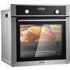 VEVOR Forno da Parete Elettrico Singolo a Parete da Incasso da 24" 9 Funzioni di Cottura, Forno Elettrico a Parete Riscaldamento max. 200°C, Forno Elettrico 3550 W Griglia e Teglia da Forno, Cucina