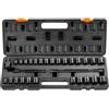 VEVOR Set di bussole a percussione da 3/8", Set di bussole piatte da 29 pezzi SAE 3/8-1" metrico 8-22 mm, Acciaio legato CR-V a 6 punti per riparazione auto, Kit di attrezzi con scatola portabile