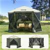 VEVOR Gazebo Pop-Up, Tenda con Schermo Pop-Up, Baldacchino su 6 Lati, Riparo da Sole 6 Panni Antivento Rimovibili Finestre in Rete, con Zanzariera Schermo a Montaggio Rapido 3,05 x 3,05 m Verde