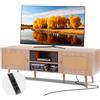VEVOR Mobile TV in Rattan, Mobile TV Moderno Mid Century per TV da 1651 mm, Mobile TV Boho in Rattan con Presa Integrata e Porte USB, Ripiani Regolabili per Soggiorno, Mobile Sala Multimediale, Rovere