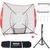 VEVOR Rete da Allenamento per Softball da Baseball da 7x7 Piedi, Rete da Allenamento da Baseball, Battere, Catturare, Lanciare, Attrezzatura da Baseball con Supporto per Arco