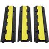 VEVOR Canalina Passacavi Elettriche Pedane Passacavo in Gomma per Protezione dei Cavi Tubi a Pavimento 3 Pezzi 2 Canali 3 x 3 cm Rampa Passacavo 98x24x4,5 cm