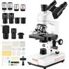 VEVOR Microscopio Ottico Trinoculare Microscopio Ingrandimento 40X-5000X Microscopio Biologico Messa a Fuoco Grossolana Fine Tavolino Biologico 115x125 mm 2 Livelli, Microscopio Trinoculare Composto