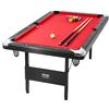 VEVOR Tavolo da Biliardo 1,9 m, Tavolo Portatile e Pieghevole, Set da Biliardo con Palline, Stecche, Gesso, Nero con Panno Rosso, Perfetto per la Sala Giochi della Famiglia, Bambini e Adulti