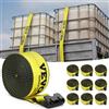 VEVOR Cinghie per verricello, 4" x 30', Capacità di carico 6000 libbre, Resistenza alla rottura 18.000 libbre, Cinghie per camion con gancio piatto, fattorie, soccorsi, giallo (confezione da 10)