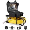 VEVOR Kit Telecamera con Endoscopio per Ispezione di Fognatura Schermo LCD Colorata 9 Pollici Cavo Impermeabile 120m, Telecamera Ispezione Portatile Batteria 4500 mAh per Tubi Angolazione Visiva 130°
