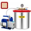 VEVOR Camera a Vuoto con Pompa 18,92 L Pompa per Vuoto Rotativa a Palette Monostadio 142 L/min Set di Utensili Pneumatici HVAC 110 V per Stabilizzare Legno, Siliconi Degasanti, Resine Epossidiche