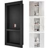 VEVOR Nicchia da Incasso per Bagno Doccia 10 x 40,64 x 81,28 cm, Nicchia da Parete Spazio Doppio in Plastica XPS Impermeabile, Nicchia da Incasso a Parete per Sapone da Bagno con Mensola Colore Nero