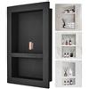 VEVOR Nicchia da Incasso per Bagno Doccia 40,64 x 60,96 x 10 cm, Nicchia da Parete Spazio Doppio in Plastica XPS Impermeabile, Nicchia da Incasso a Parete per Sapone da Bagno con Mensola Colore Nero